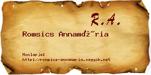 Romsics Annamária névjegykártya